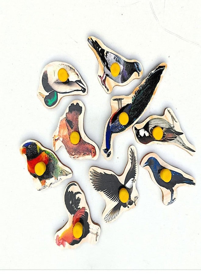 EL SMO Wooden Birds Puzzle Board for Kids, 9 Pieces, Educational Toy with Bird Knobs and Pictures - Image 3